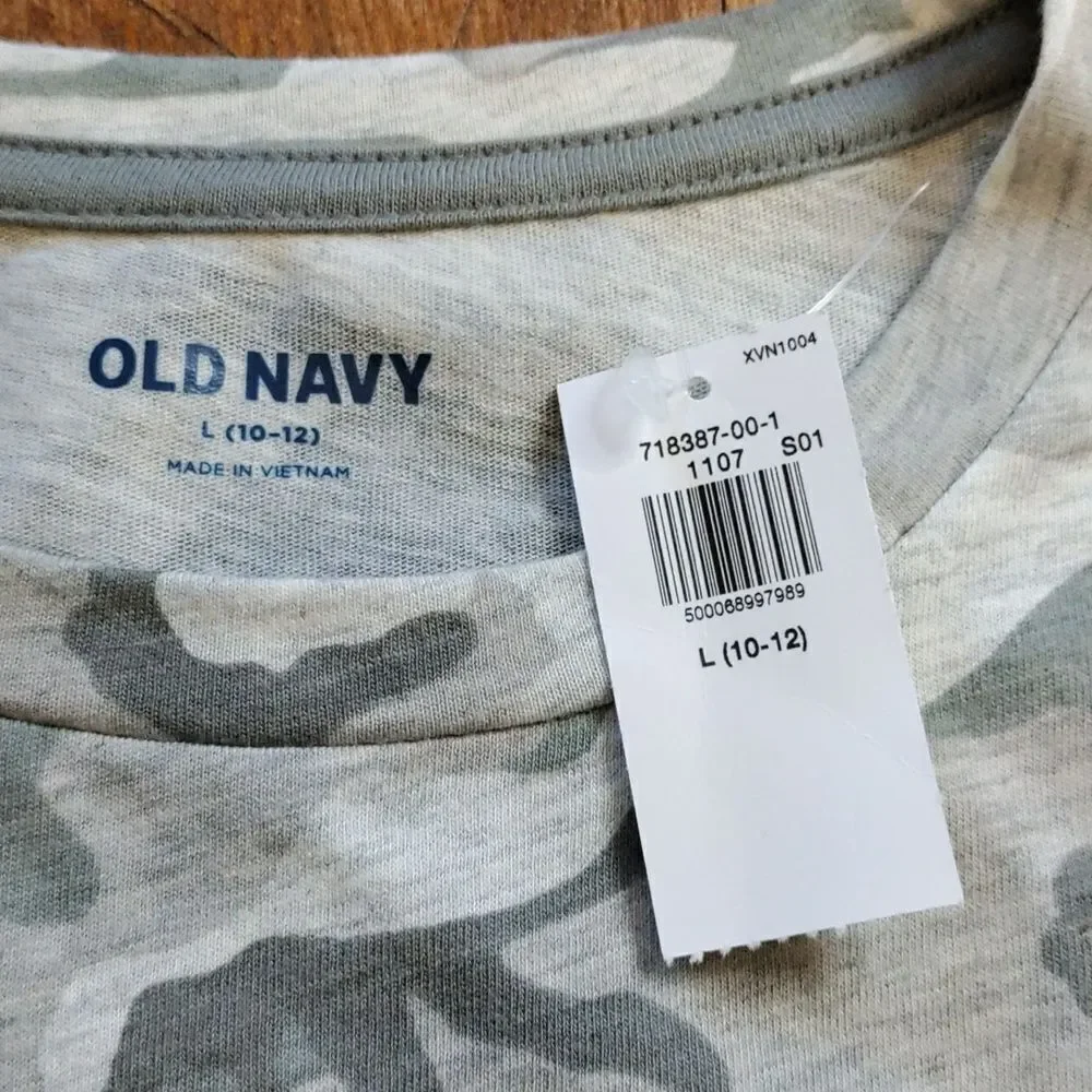 Old Navy shirt size 10 gray camo cotton spring new long sleeve lightweight
